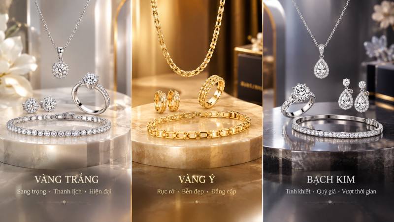 Phân biệt vàng Ý, vàng trắng và bạch kim Phân biệt vàng Ý, vàng trắng và bạch kim